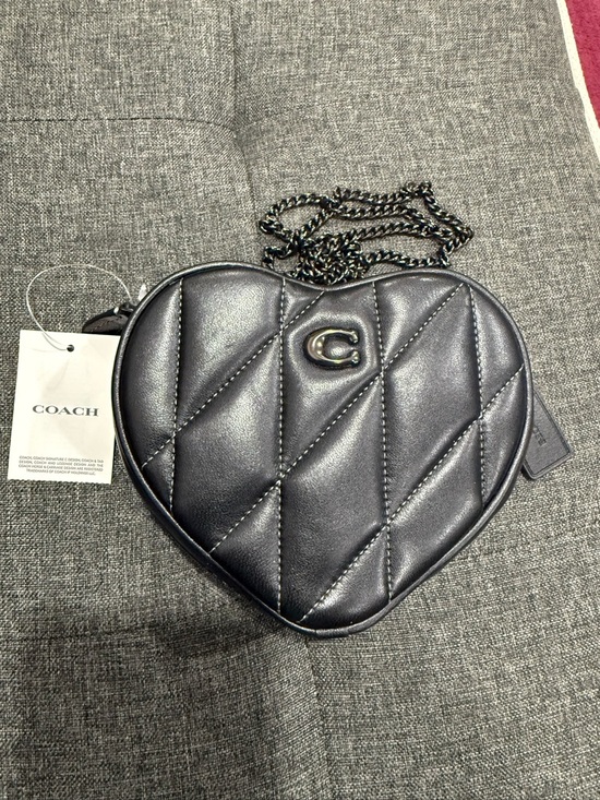 Coach Handbags - Coach Black Quilted Heart Crossbody Bag with Chain Strap